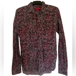 HUGO BOSS Men’s black,grey maroon cotton dress Shirt LARGE slim